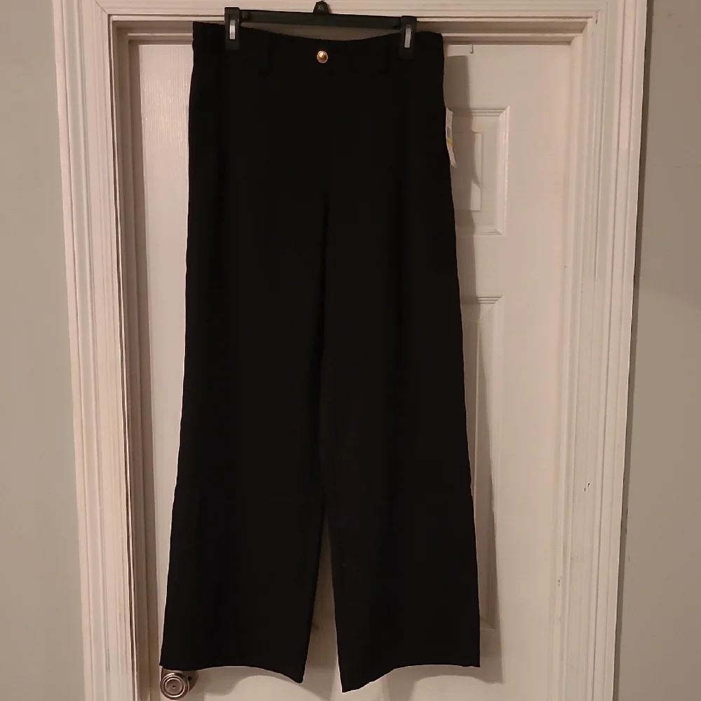 Michael Kors Black Wide-Leg Trousers Size Medium